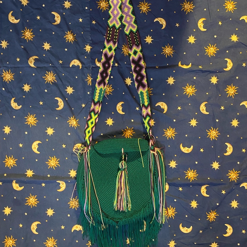 Whimsigoth green and purple bag